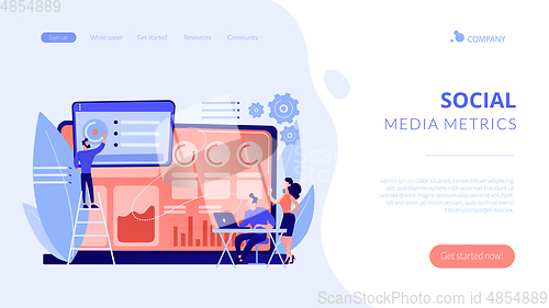 Image of Social media dashboard concept landing page.