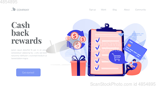 Image of Cash back concept landing page.