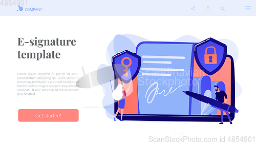 Image of Electronic signature concept landing page.