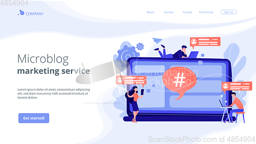 Image of Microblog platform concept landing page.