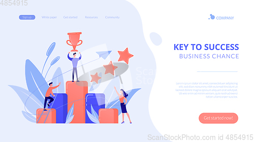 Image of Key to success concept landing page.