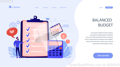 Image of Budget planning concept landing page.