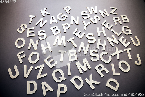 Image of Mixed letters pile closeup photo