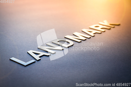 Image of Word landmark written with white solid letters