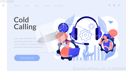 Image of Cold calling concept landing page.