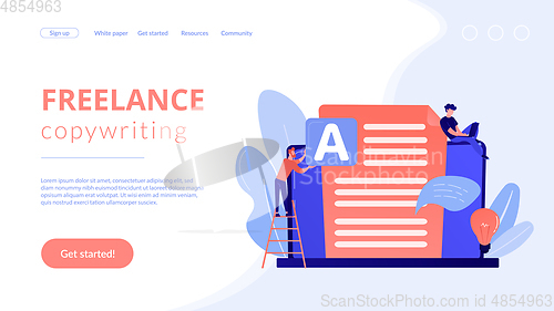 Image of Copywriting concept landing page.