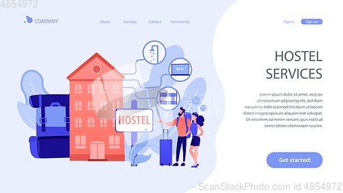 Image of Hostel services concept landing page