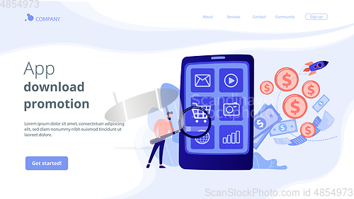 Image of App monetization concept landing page.