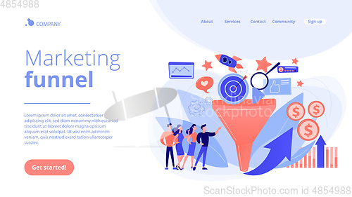 Image of Marketing funnel concept landing page.