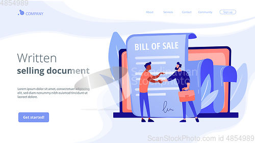 Image of Bill of sale concept landing page