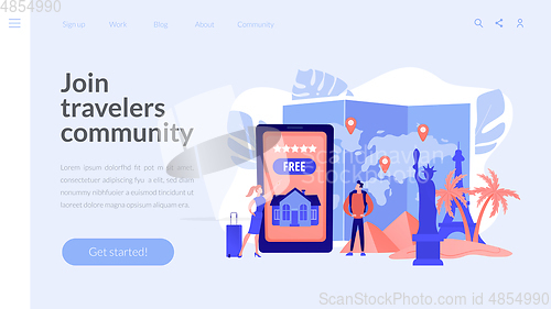 Image of Hospitality and travel clubs concept landing page