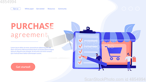 Image of Purchase agreement concept landing page