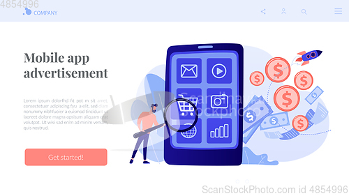 Image of App monetization concept landing page.