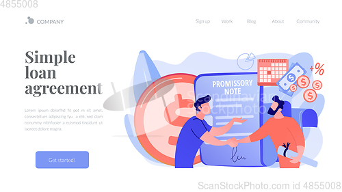 Image of Promissory note concept landing page