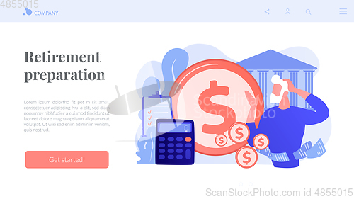 Image of Retirement preparation concept landing page.