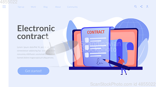 Image of Electronic contract concept landing page