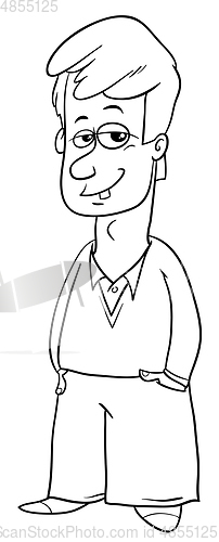 Image of young man cartoon for coloring