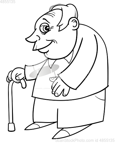 Image of senior with cane for coloring