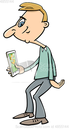 Image of man with virtual money