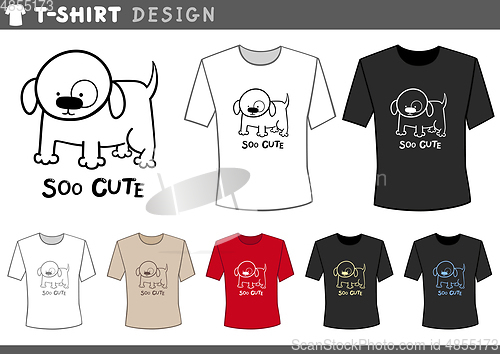 Image of t shirt design with cute dog