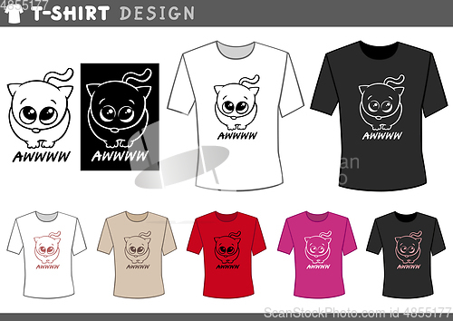 Image of t shirt design with adorable cat