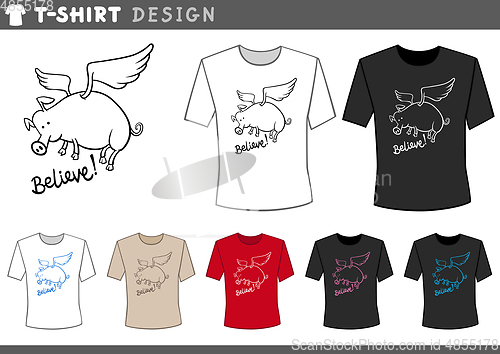 Image of t shirt design with flying pig