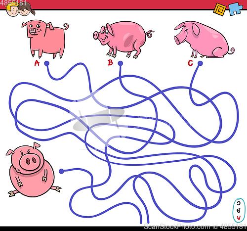 Image of path maze game with pigs