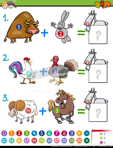 Image of addition educational task for kids