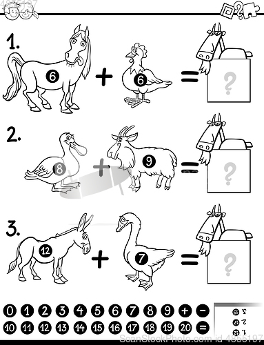 Image of maths activity coloring page