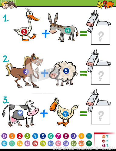 Image of addition educational task for kids
