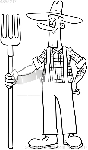 Image of farmer cartoon coloring page