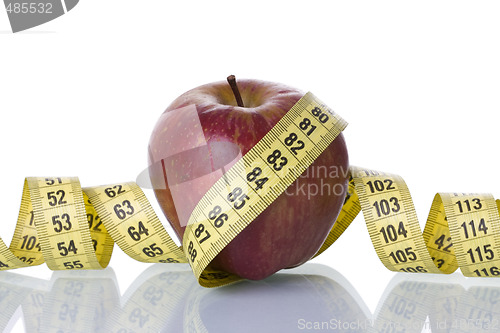 Image of Red apple with a measure tape