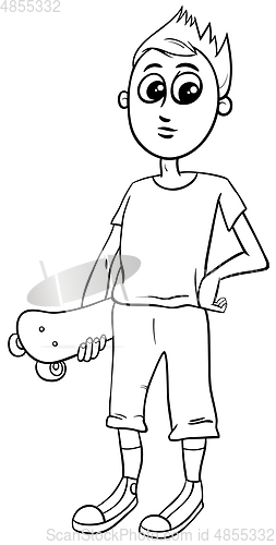 Image of boy with skateboard coloring page