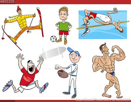 Image of sportsmen cartoon set