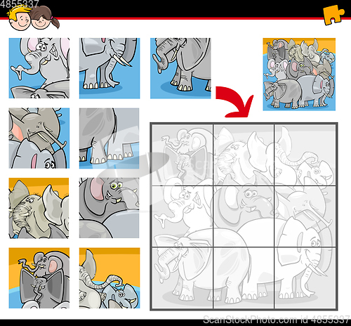 Image of jigsaw puzzle with elephants