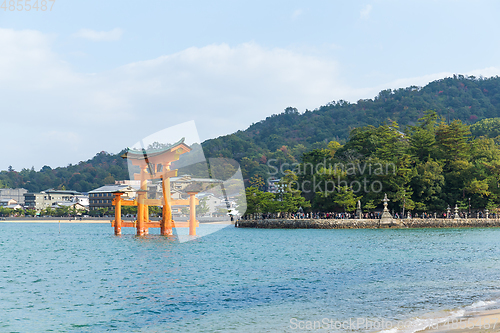 Image of Giant floating Shinto torii gate of the Itsukushima Shrine