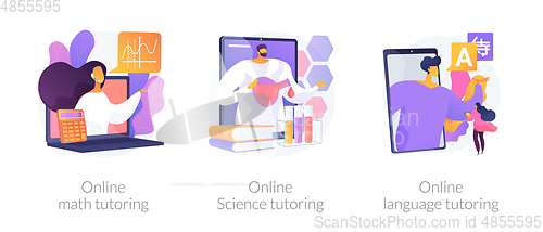 Image of Online school subject learning abstract concept vector illustrations.