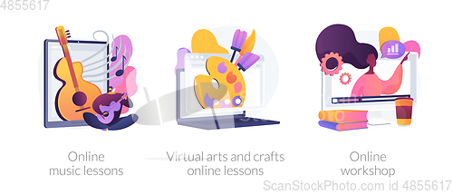 Image of Online education while self-isolation abstract concept vector illustrations.