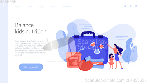 Image of Kids lunch box concept landing page.