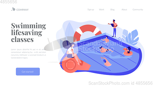 Image of Swimming and lifesaving classes concept landing page.