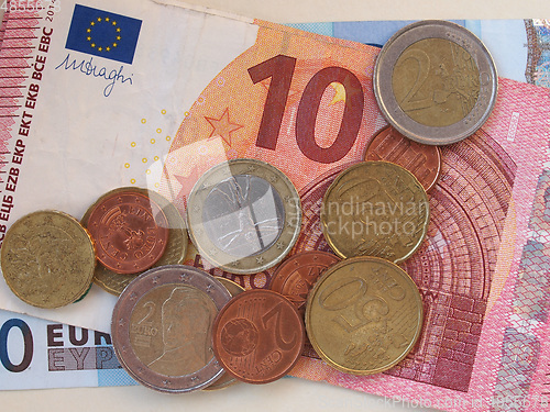 Image of Euro (EUR) notes and coins, European Union (EU)