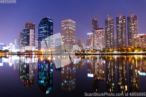 Image of Benjakitti park in Bangkok city at night