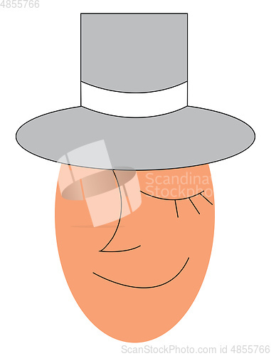 Image of A face with grey top hat vector or color illustration