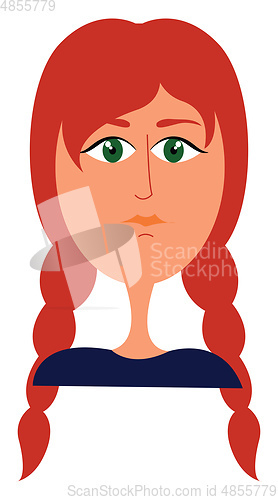 Image of Clipart of a beautiful girl with pigtail plaited hair vector or 