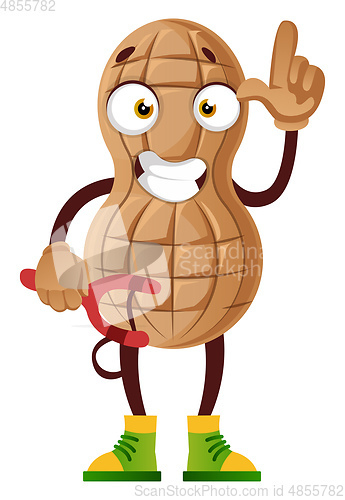 Image of Peanut with sling, illustration, vector on white background.
