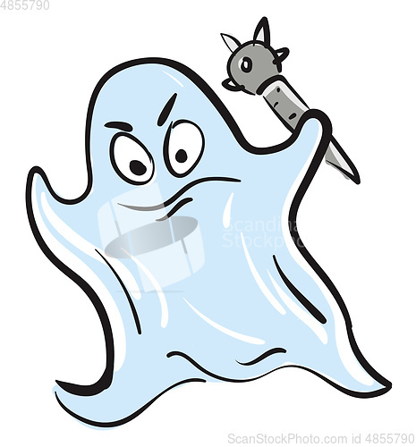 Image of A ghost holding a weapon vector or color illustration