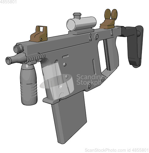 Image of 3D vector illustration on white background of a military rifle