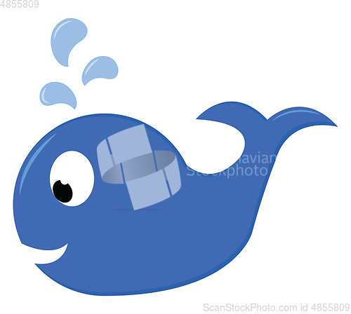 Image of A blue baby whale swimming in the water looks cute vector or col