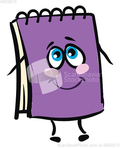 Image of Emoji funny happy purple-colored wire-bound notebook vector or c