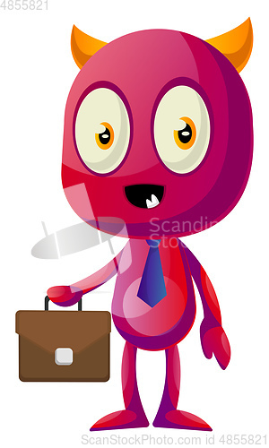 Image of Devil with briefcase, illustration, vector on white background.